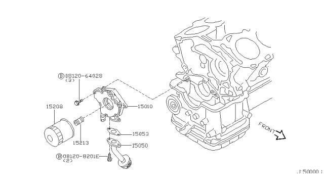 2001 Nissan Maxima Oil Strainer Assembly Diagram for 1505031U00
