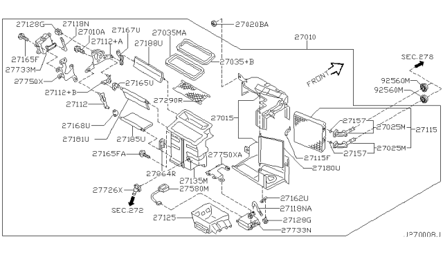 2003 Nissan Maxima  Mode Actuator Assembly Diagram for 277417J100