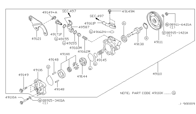 2002 Nissan Maxima PULLEY Drive Diagram for 49132AD100