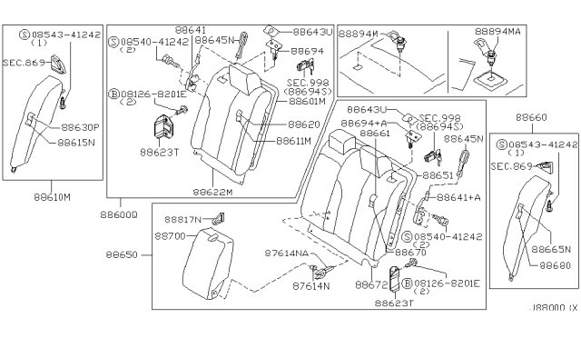 2001 Nissan Maxima Plate-TETHER Anchorage Diagram for 888942Y010