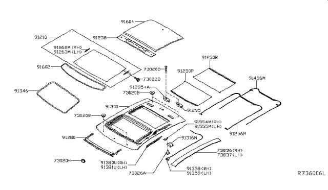 2016 Nissan Maxima  Motor Assy-Sunroof Diagram for 912324RA2A