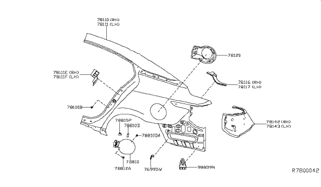 2019 Nissan Maxima Fender-Rear, RH Diagram for 781129DJ0A