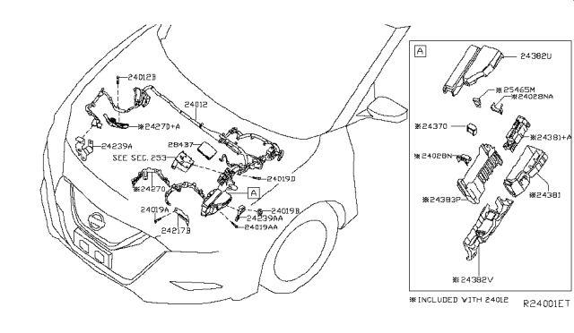 2017 Nissan Maxima Bracket-Engine Room Harness Diagram for 242393TA1A
