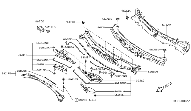 2018 Nissan Maxima Extension-Cowl Top Diagram for 663154RA0A