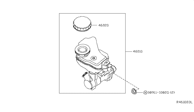 2018 Nissan Maxima  Cylinder Brake Master Diagram for 460103TA0B