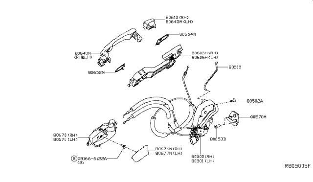 2018 Nissan Maxima  Front Right (Passenger-Side) Door Lock Actuator Diagram for 805004RA0B