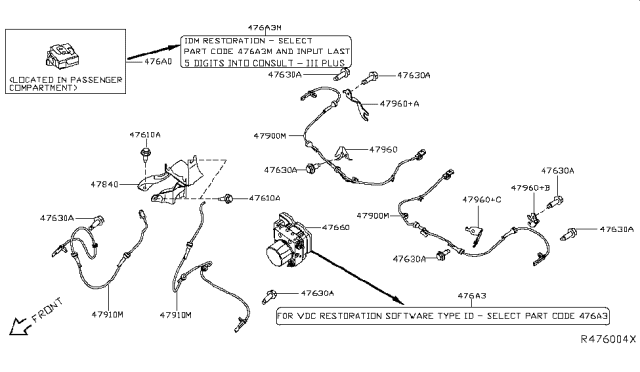 2016 Nissan Maxima  Sensor Assembly-Anti SKID, Front Diagram for 479103TA1A