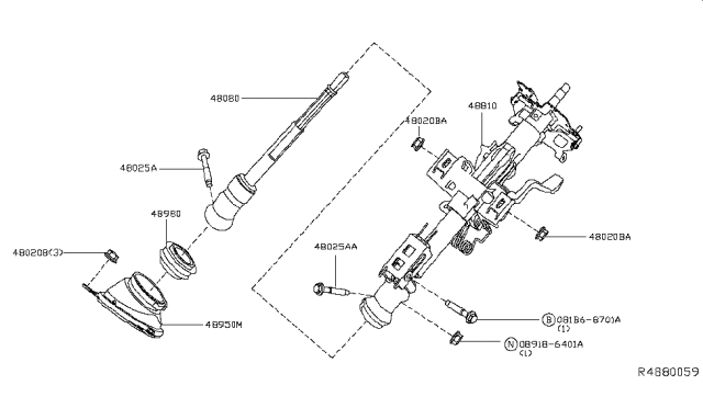 2018 Nissan Maxima Column Assy-Steering, Upper Diagram for 488103NT1C