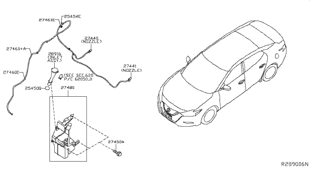 2017 Nissan Maxima  Washer Nozzle Assembly, Passenger Side Diagram for 289324RA0A