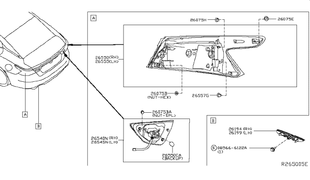 2018 Nissan Maxima Lamp Re Combination RH Diagram for 265504RA1A
