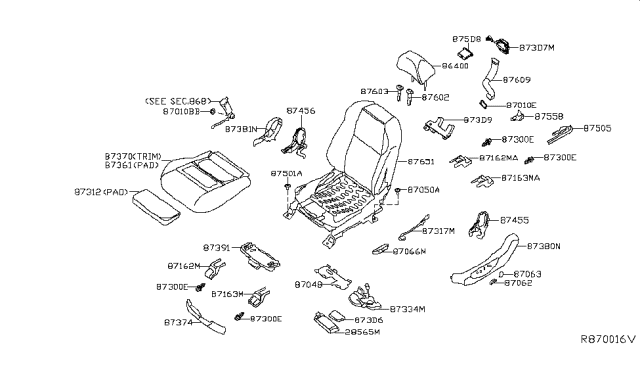 2017 Nissan Maxima  Cover-Seat Slide Diagram for 875594RA0A
