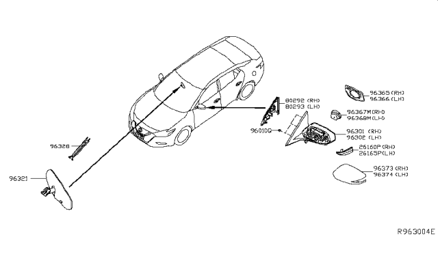 2017 Nissan Maxima Turn Signal Lamp Assy-Side, RH Diagram for 261604RA0A