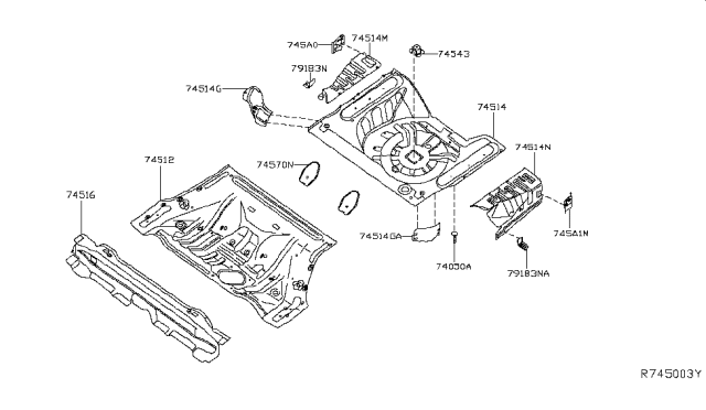 2016 Nissan Maxima Reinforce-Anchor Belt, Rear Floor Diagram for G4574ZK3MA