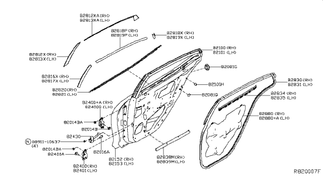 2018 Nissan Maxima  Seal-Rear Door Partition, LH Diagram for 828394RA0A