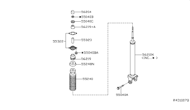 2017 Nissan Maxima  Shock ABSORBER Kit Rear Diagram for E62104RA2A