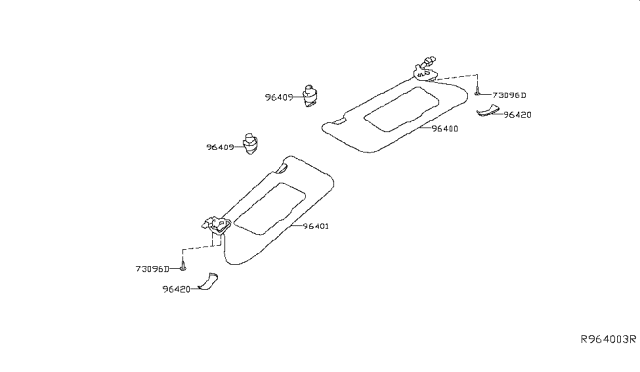 2018 Nissan Maxima  Holder SUNVISOR Diagram for 964095NA0A