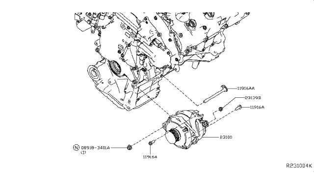 2018 Nissan Maxima ALTERNATOR Diagram for 231009HU0B