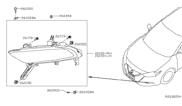 2016 Nissan Maxima  Fog Lamp Assy-LH Diagram for 261554RA0A