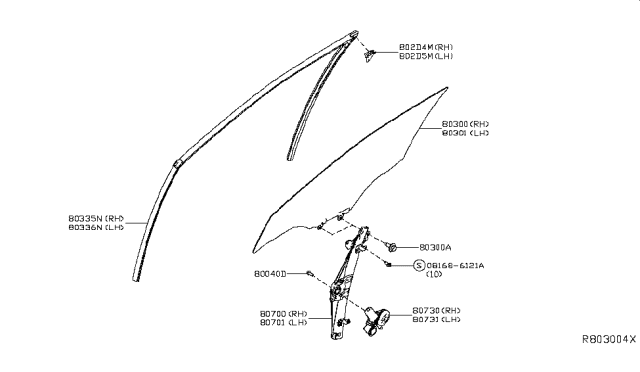2017 Nissan Maxima  Glass Door Window LH Diagram for 803014RA0A