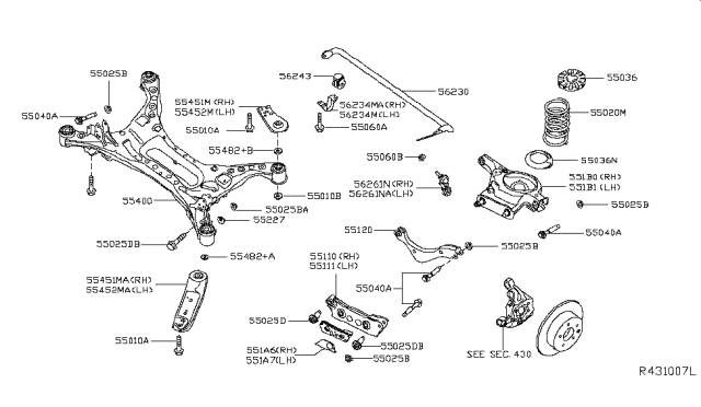 2017 Nissan Maxima  Spring - Rear Suspension Diagram for 550204RA3A