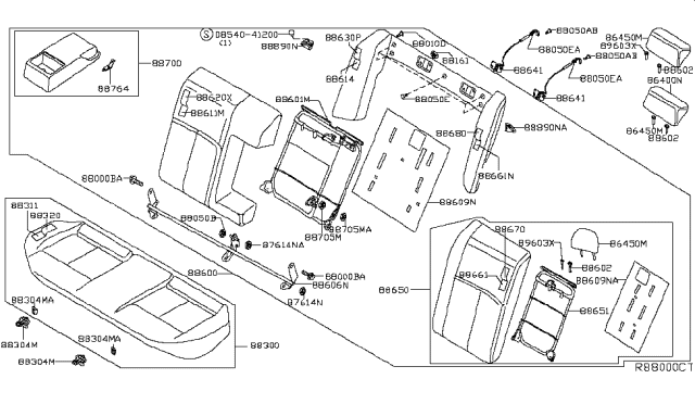 2018 Nissan Maxima Bush Rear Seat Diagram for 886049N01A