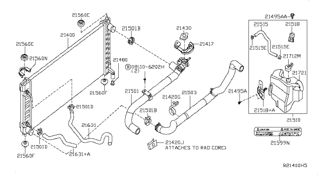 2013 Nissan Maxima  Radiator Assy Diagram for 21460ZN50A