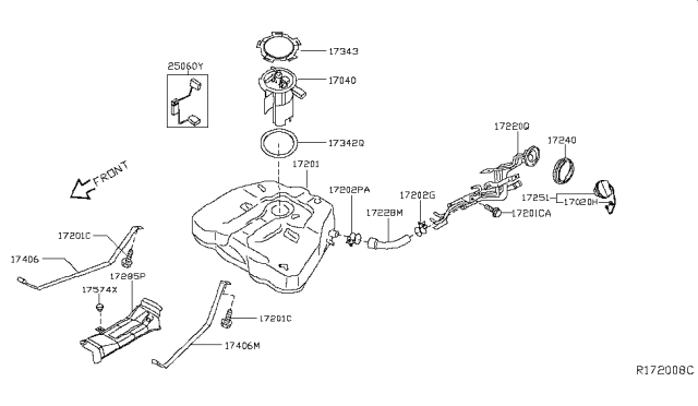 2011 Nissan Maxima  Tube Assy-Filler Diagram for 172219DC0A