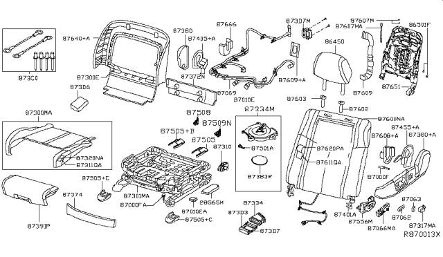 2014 Nissan Maxima  Duct-Seat Cushion Diagram for 873D49N24B