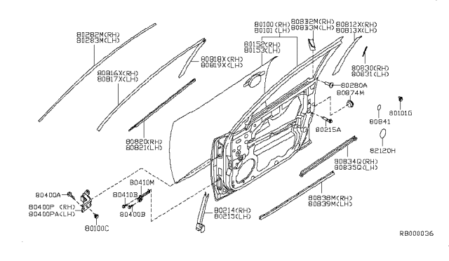 2009 Nissan Maxima Seal Assy-Front Door Inside LH Diagram for 808359N00A
