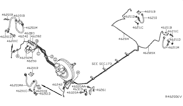 2013 Nissan Maxima  Hose Assembly-Brake Front Diagram for 46210ZX70B