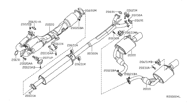 2010 Nissan Maxima  Mounting-Exhaust, Rubber Diagram for 20651JN00A