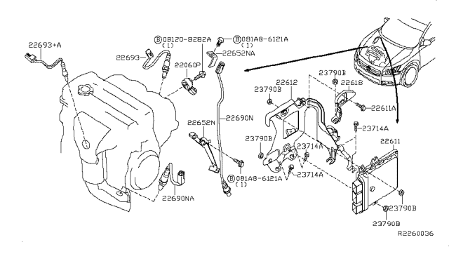 2010 Nissan Maxima Engine Control Module Diagram for 237109N04B