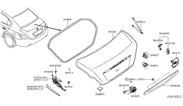 2012 Nissan Maxima Grommet Diagram for 8481450C00