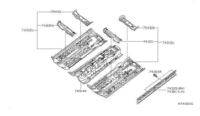 2012 Nissan Maxima Member Assy-Cross, 3rd Diagram for 75430JA030