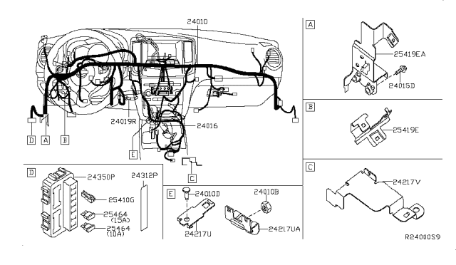 2014 Nissan Maxima  Bracket-Fuse Block Diagram for 24317ZX10A