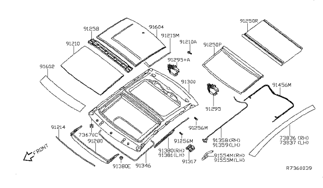 2013 Nissan Maxima  Cover Assy-Sunshade Diagram for 912589N02A