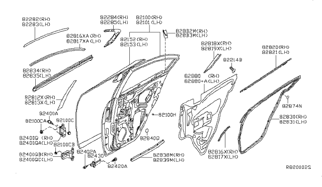 2010 Nissan Maxima  Wedge - Rear Door Seal, RH Diagram for 828B29N00A