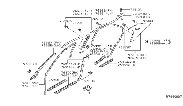 2011 Nissan Maxima Plate-Kicking, Rear LH Diagram for 769B79DA0A
