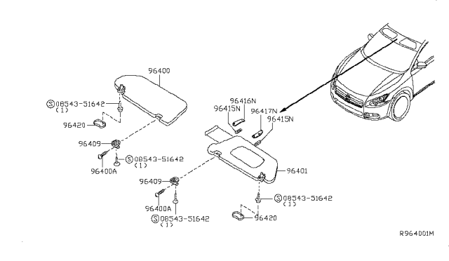 2012 Nissan Maxima Cover-SUNVISOR Diagram for 96420JA00A
