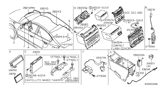 2013 Nissan Maxima  Feeder-Antenna Diagram for 282429N10A