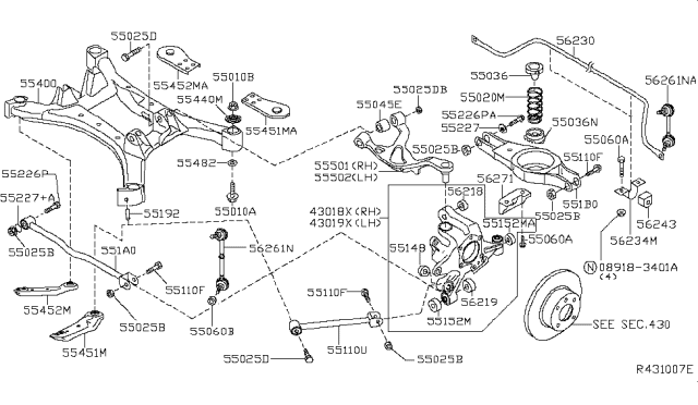 2014 Nissan Maxima  Rod-Connecting, Rear Stabilizer Diagram for 56261JA005