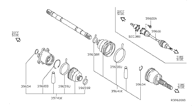 2008 Nissan Armada Repair Kit-Dust Boot, Rear Drive Shaft Diagram for 397417S025
