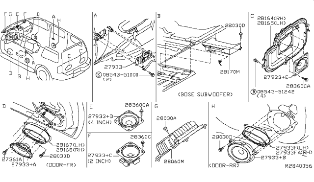 2015 Nissan Armada Speaker Unit Diagram for 28138EA00A