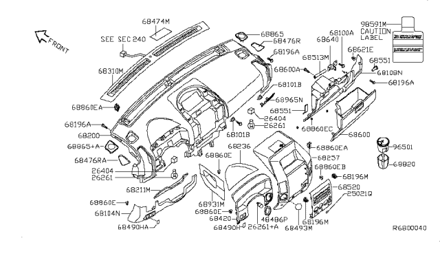 2008 Nissan Armada Grille-Speaker Diagram for 28177ZQ00A