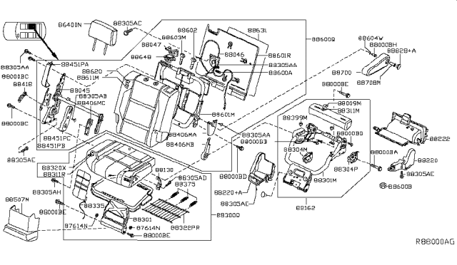 2014 Nissan Armada  Cover-Slide Rail Diagram for 88508ZQ00A