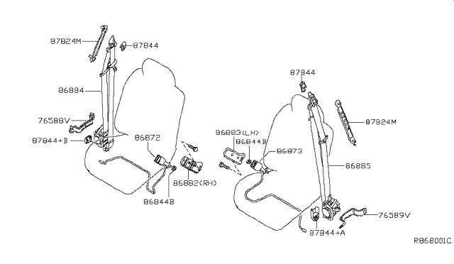 2008 Nissan Armada Outer-Belt LH Diagram for 86873ZC38A