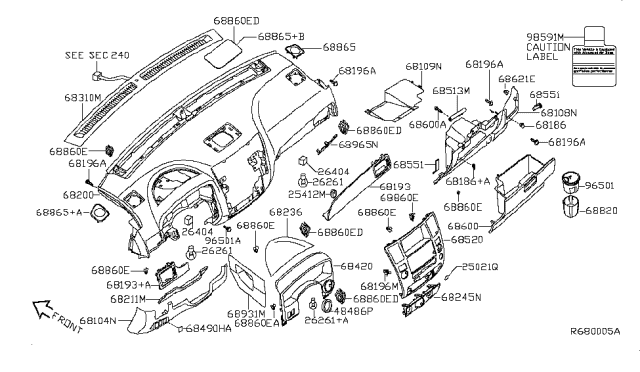 2014 Nissan Armada  RETAINER-Glove Box Diagram for 681879GA0B
