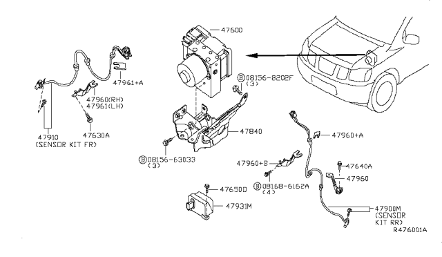 2005 Nissan Armada  Sensor Assembly-Anti SKID, Front Diagram for 479107S025