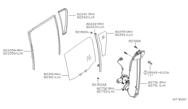 2005 Nissan Armada  Glass Run-Rear Door Window, RH Diagram for 823307S000