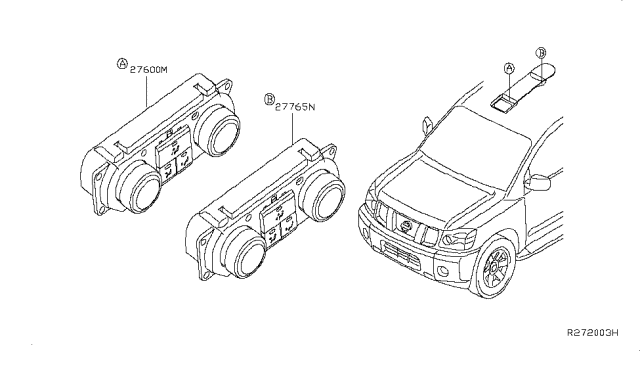 2014 Nissan Armada  Control Assembly-Rear Air Conditioner, Front Diagram for 27511ZW00A